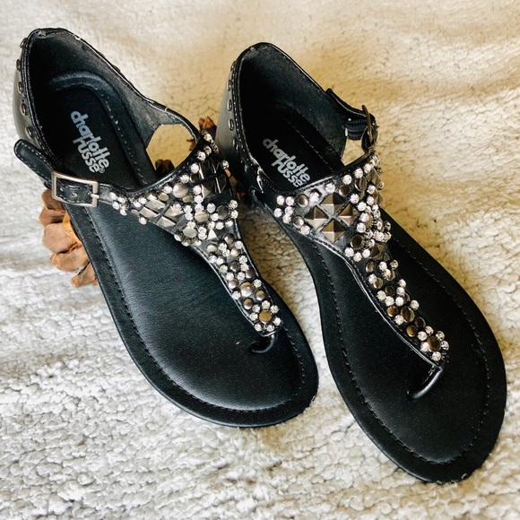 Black Charlotte Russe sandals with rhinest… - Picture 8 of 8